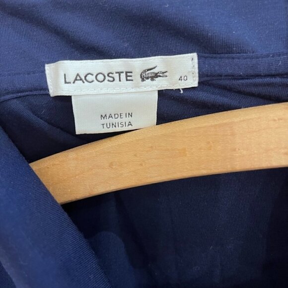 LACOSTE stripe gray and white with navy colar size 40 - Picture 4 of 10